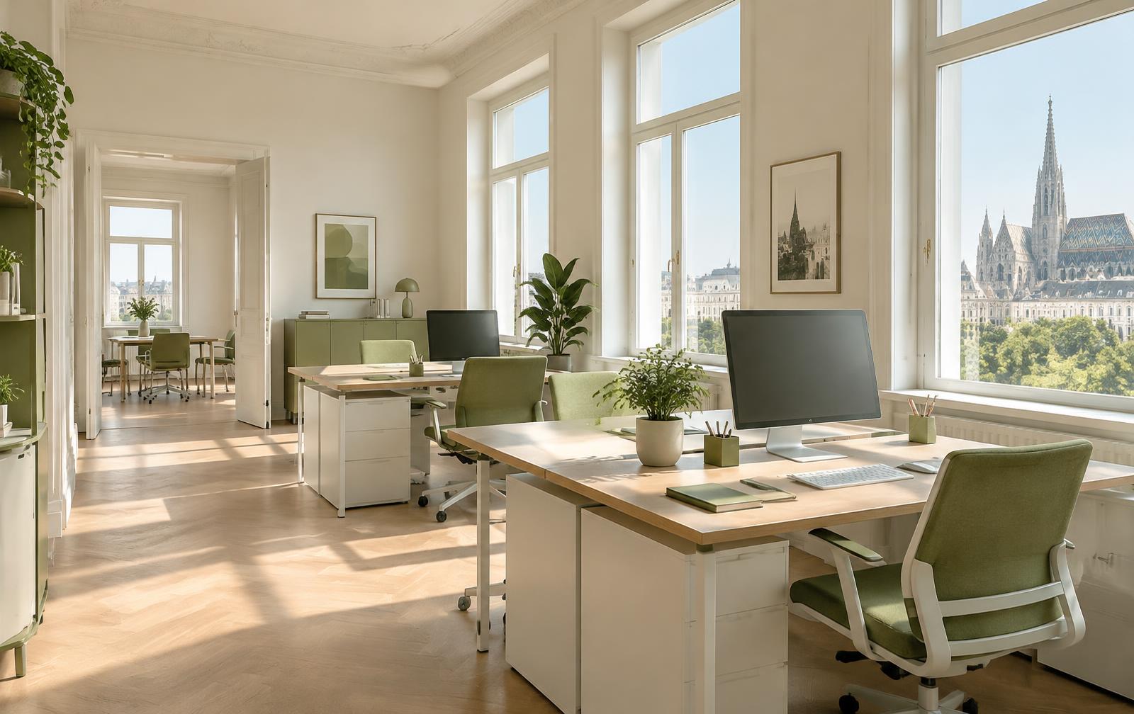 Helles, sauberes Büro in einem Wiener Altbau